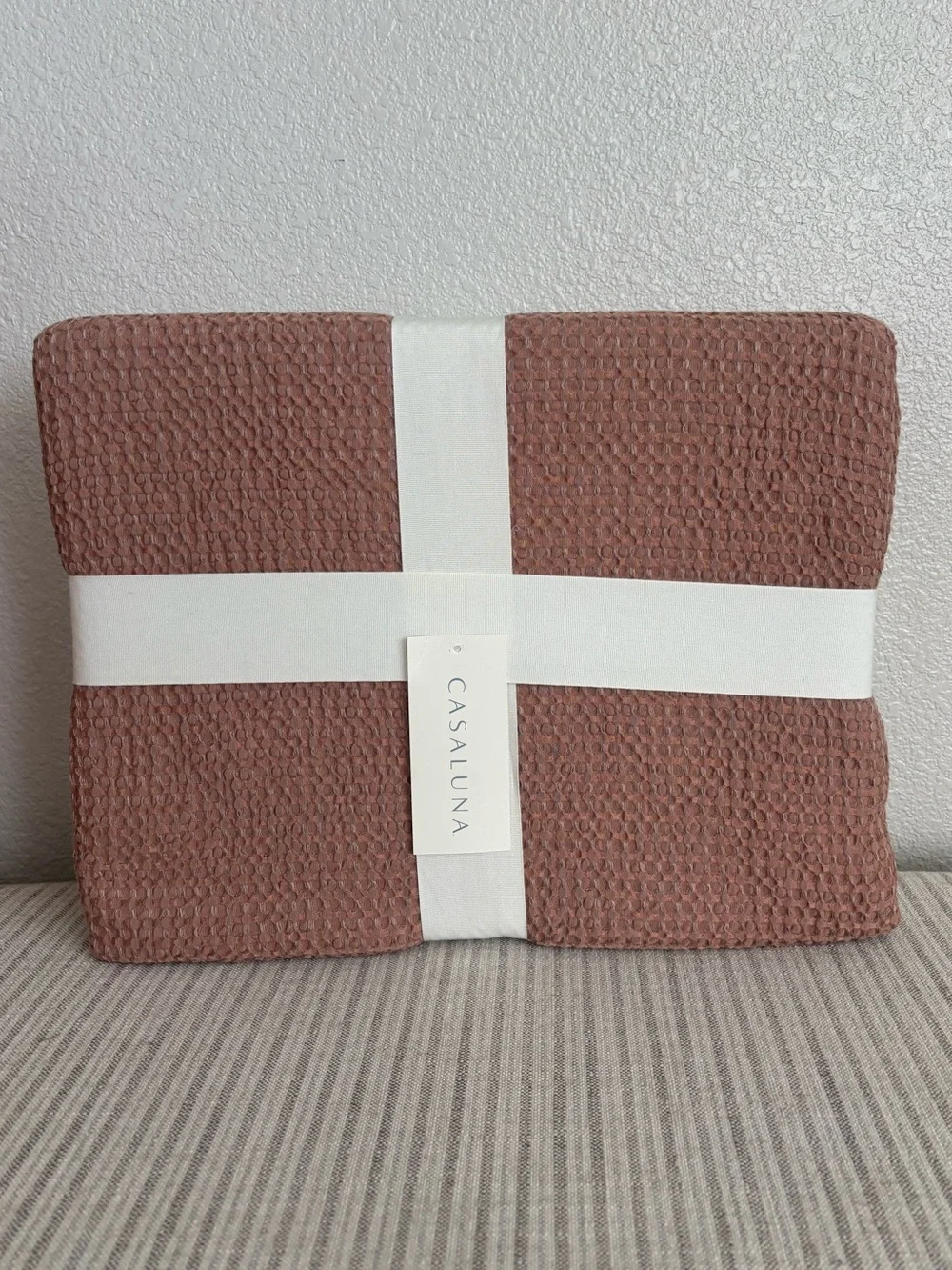 NWT Full/Queen Textured Waffle Coverlet Brown - Casaluna